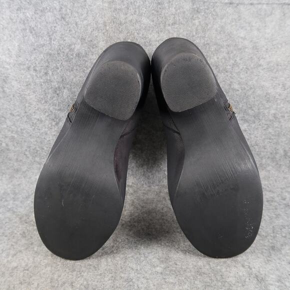 BP Shoes Womens 8.5 Booties Leather Block Heel Side Zip Black Round Toe Fashion - Picture 11 of 14